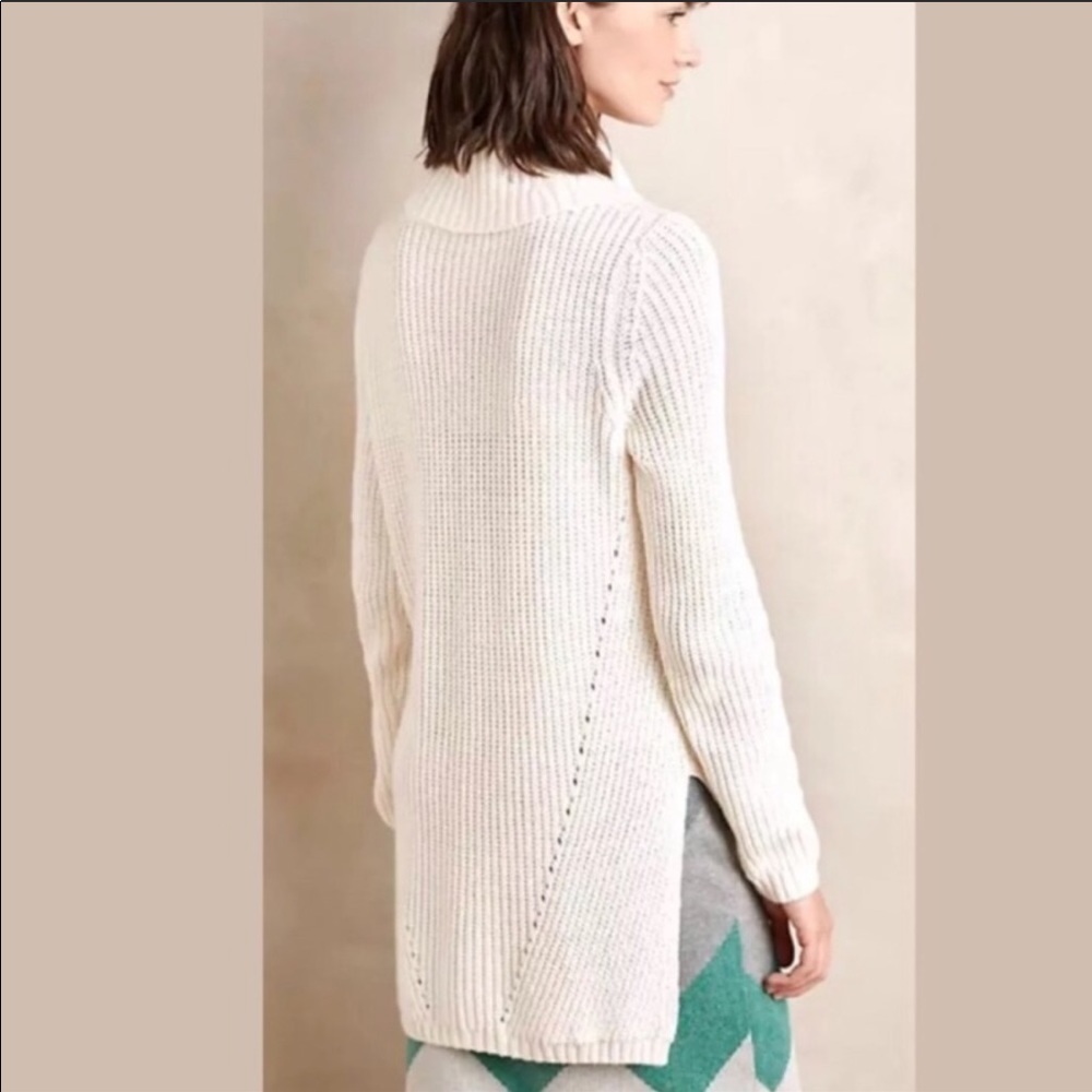 ❄️Anthro High Low Cream Turtleneck Sweater👢 - Picture 3 of 8